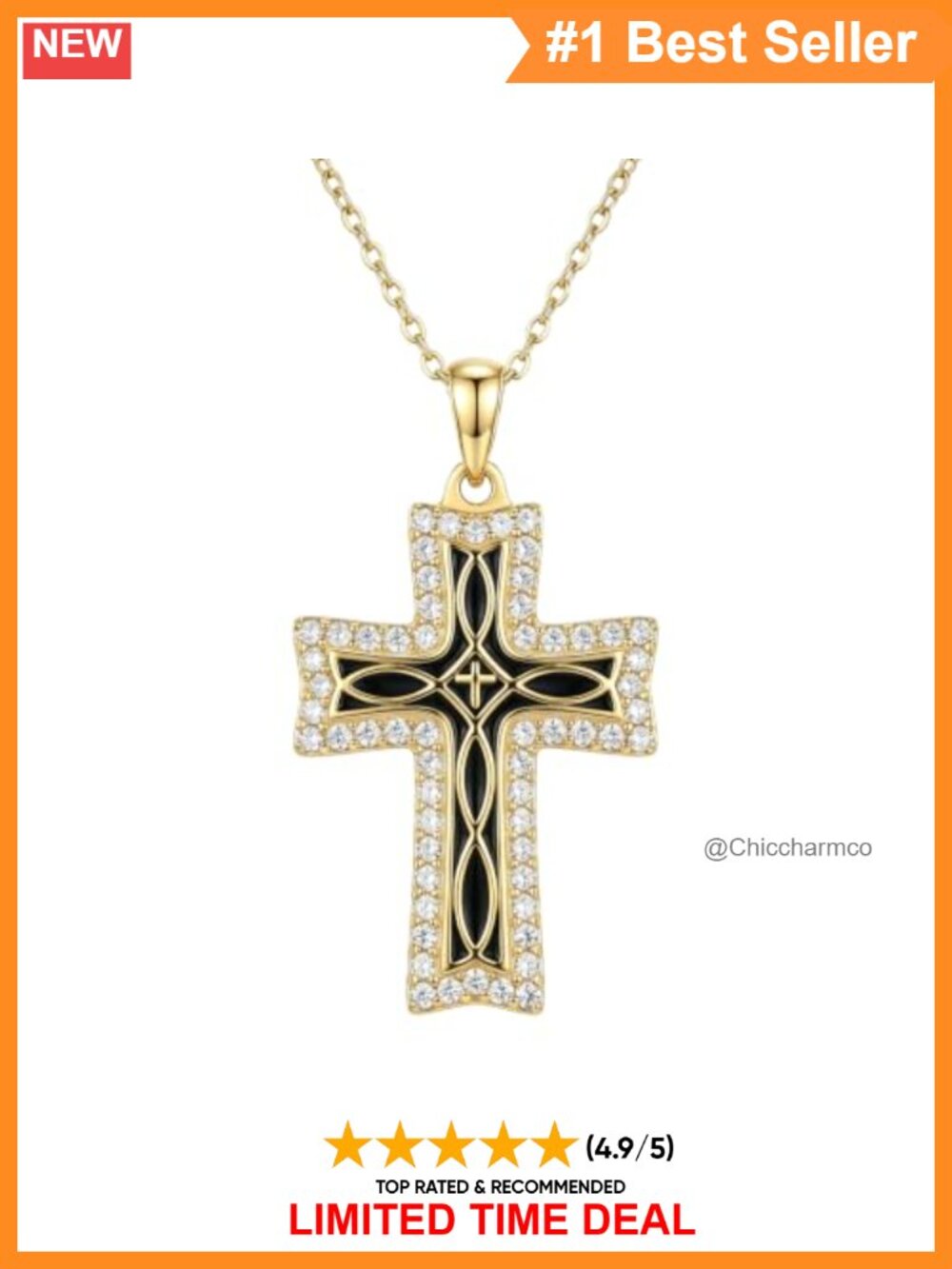925 Sterling Silver Openwork Cross Pendant Necklace CZ Religious Jewelry Gift